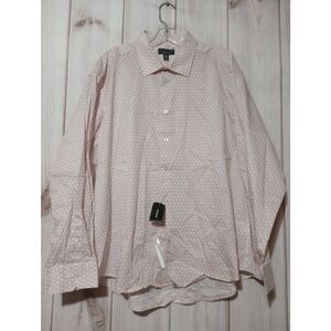 Alfani Shirt Men's Extra Large White Red‎ Button Front Long Sleeve Regular Fit